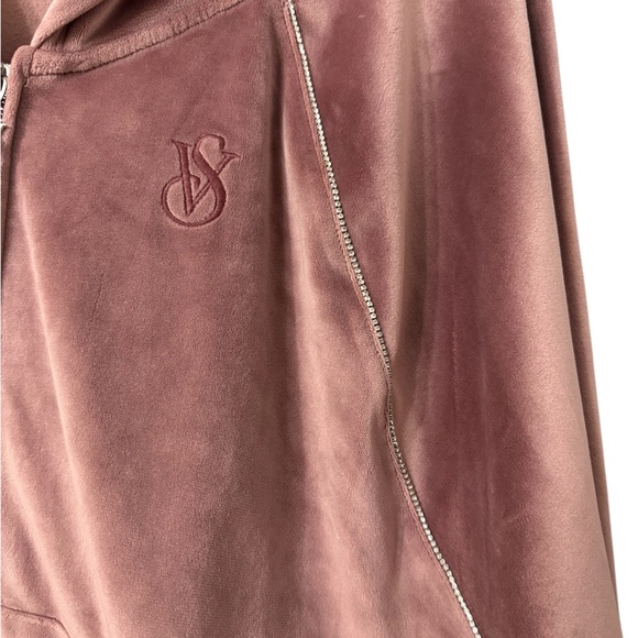 Victoria's Secret Dusty Pink Velvet Jacket full zip Rhinestone track jacket - Picture 6 of 8